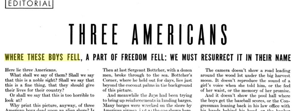 Life Magazine editorial Three Americans